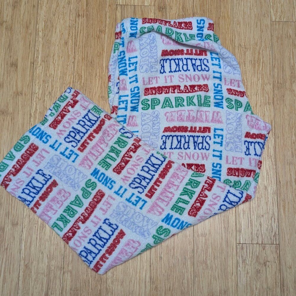 Faded Glory Fuzzy Sparkles Let It Snow Pajama Pants Size XL